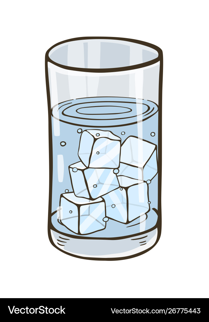 Glass water with ice cubes Royalty Free Vector Image