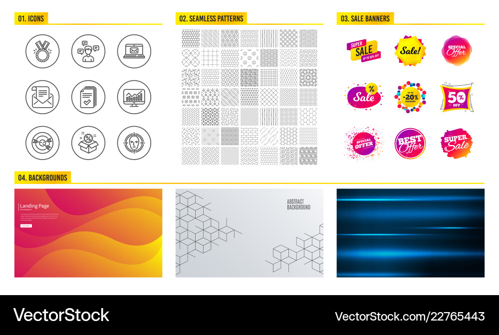 Handout conversation messages and targeting icons Vector Image