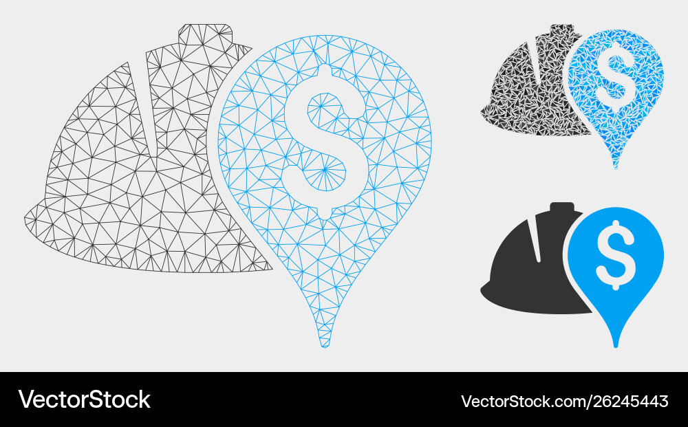 Helmet and money pointer mesh wire frame Vector Image
