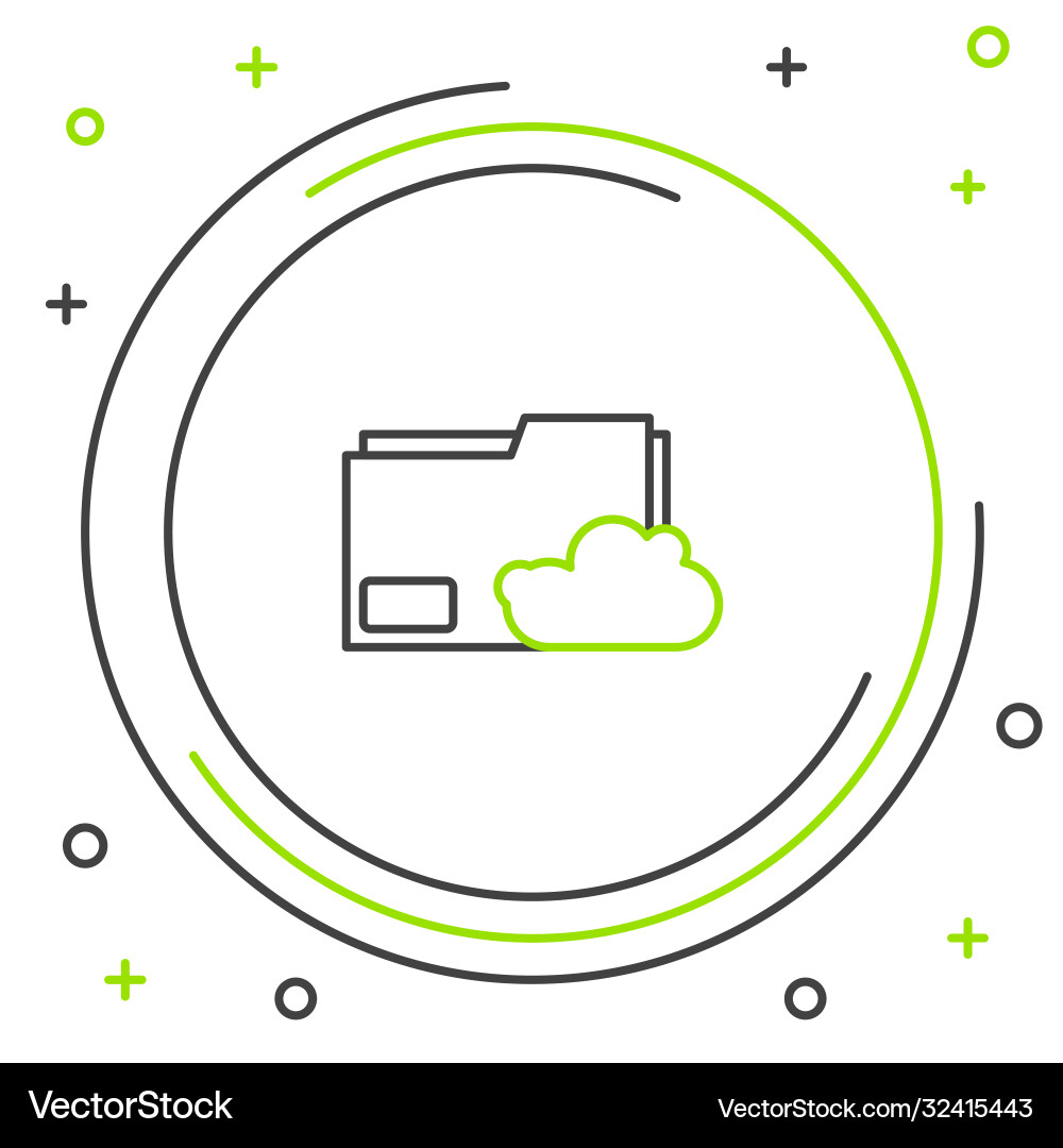 Line cloud storage text document folder icon Line cloud storage text document folder icon vector image