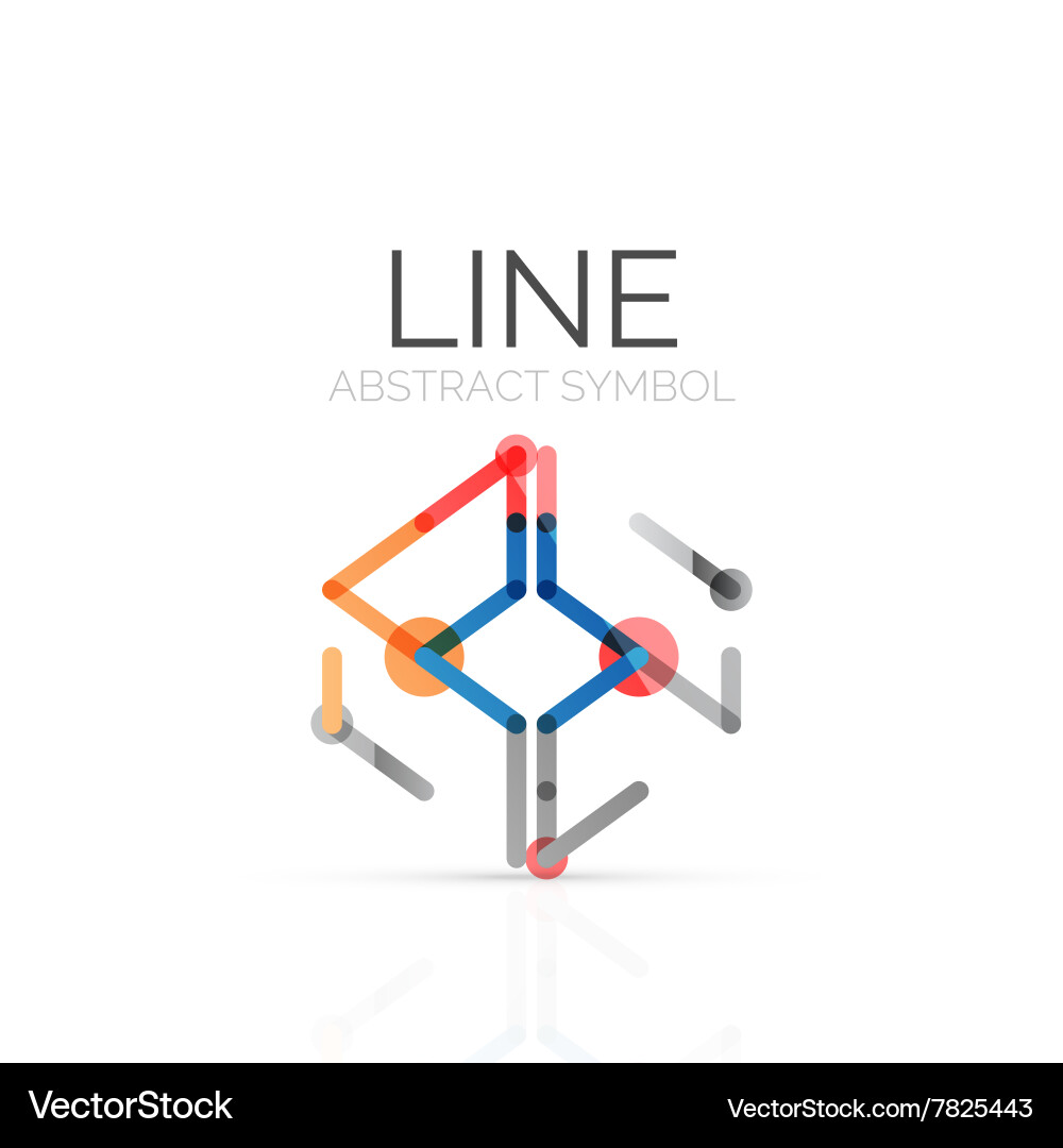 Linear abstract logo connected multicolored Vector Image