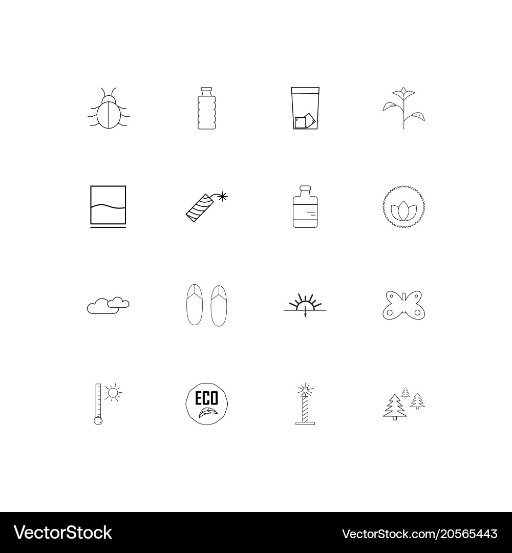 Nature simple linear icons set outlined Vector Image