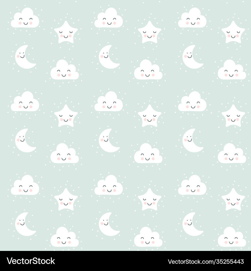 Scandinavian seamless pattern with moon Vector Image