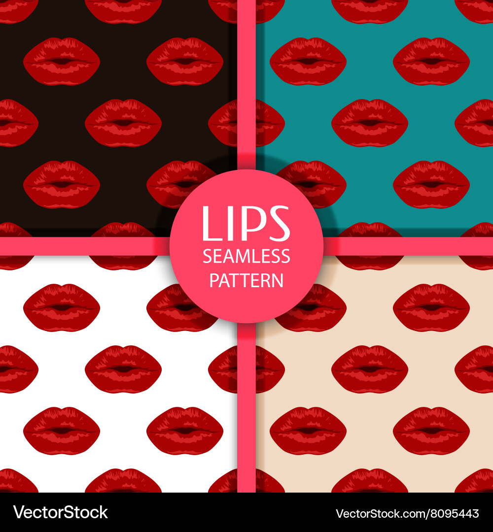 Set of seamless patterns with lips vector image