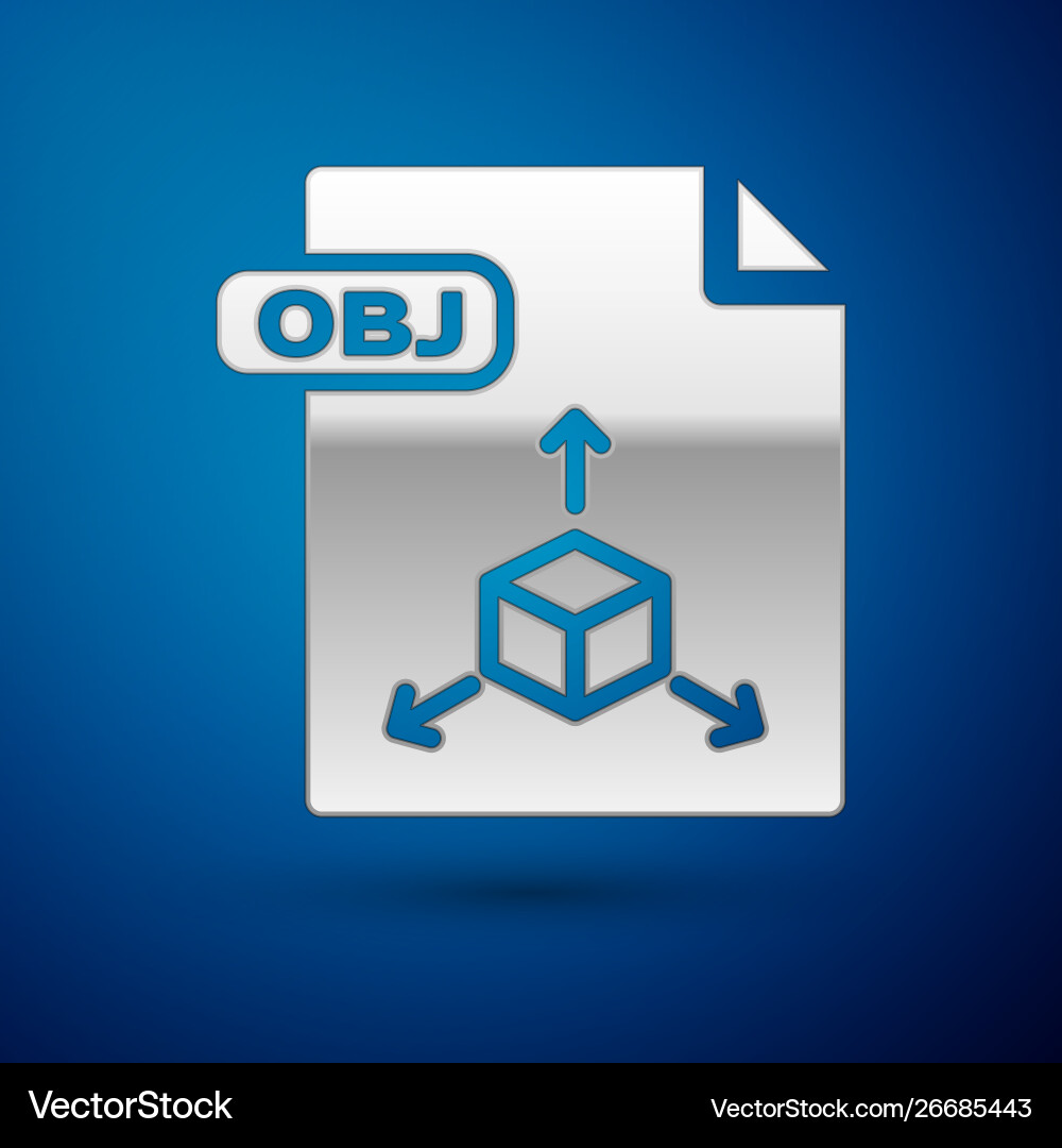 Silver obj file document download button icon Vector Image