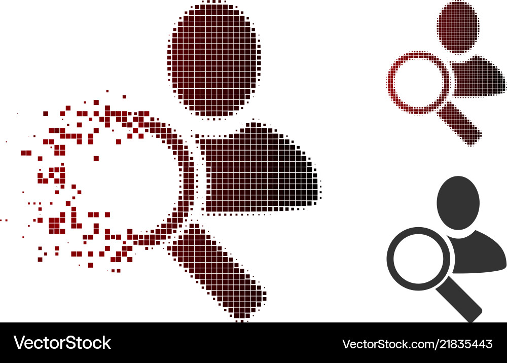 Sparkle pixelated halftone find user icon Sparkle pixelated halftone find user icon Vector Image