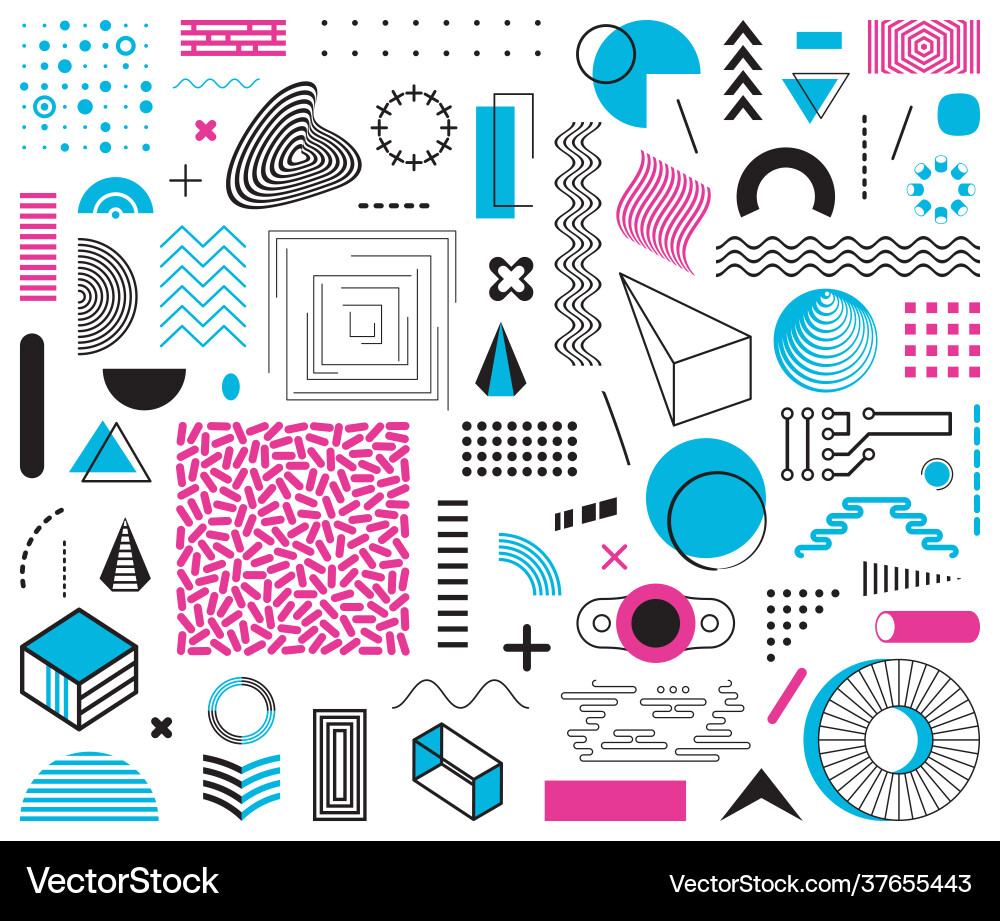 Various abstract memphis design element set Various abstract memphis design element set vector image