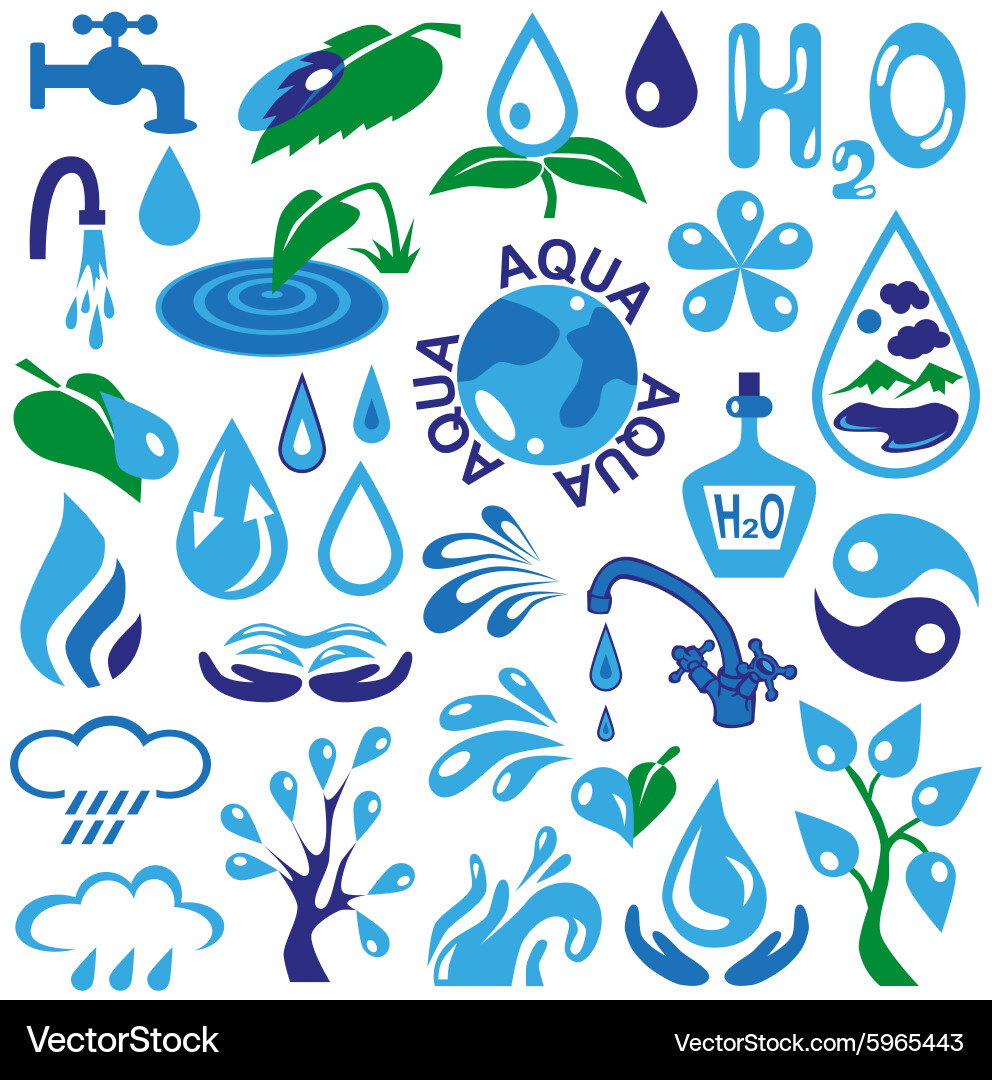 Water icons Vector Image