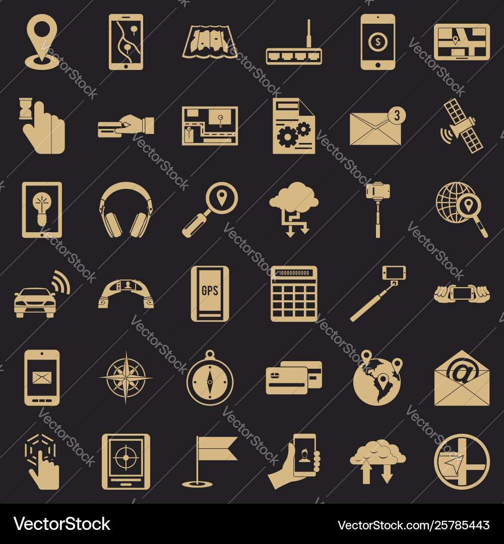 Wireless control icons set simple style Wireless control icons set simple style vector image