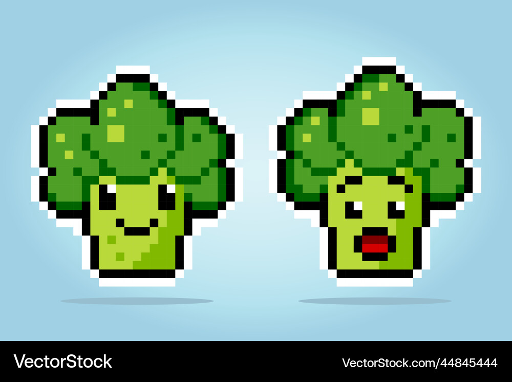 8 bit pixel broccoli characters vegetable game Vector Image