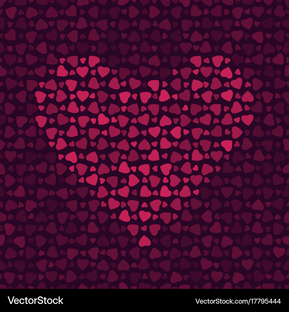 Abstract pattern with hearts on dark background Vector Image