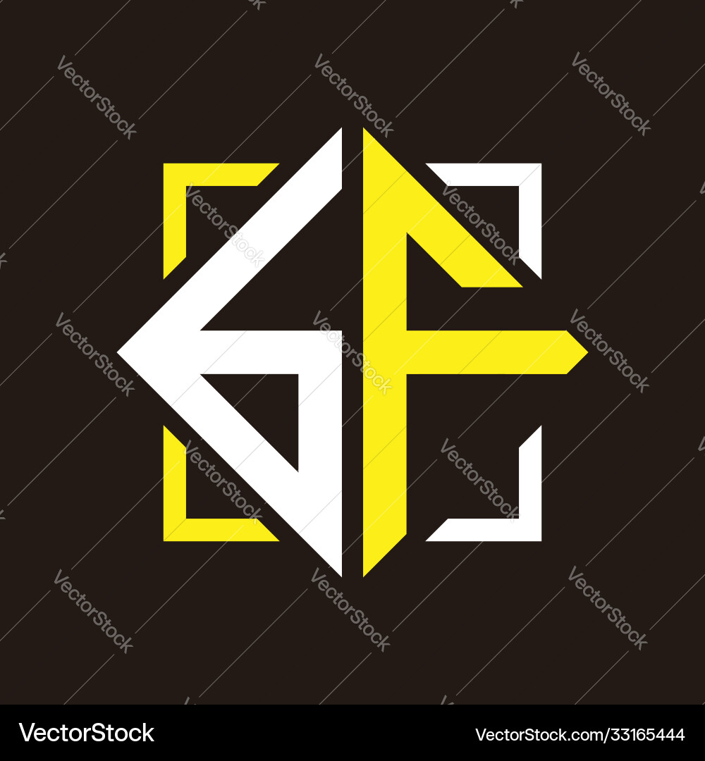 B f initial monogram quadrangle with square Vector Image