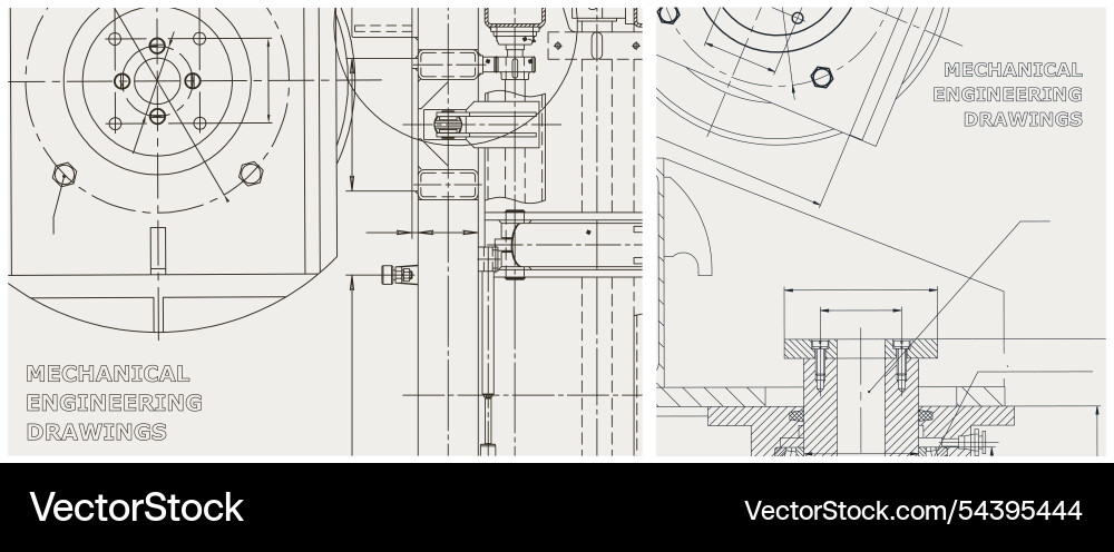Blueprint set engine line drawing Vector Image