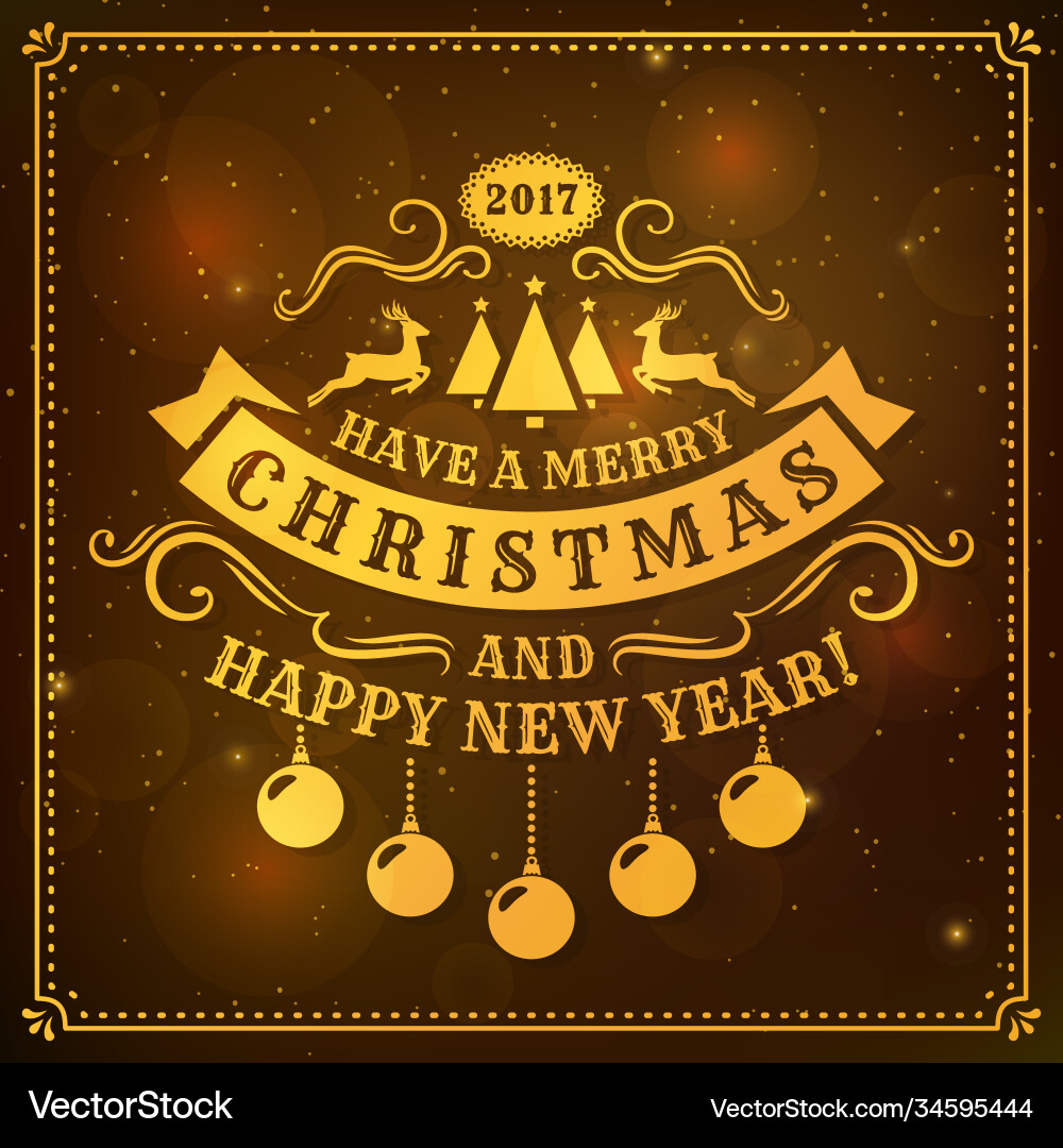 Christmas and new year greeting card vector image