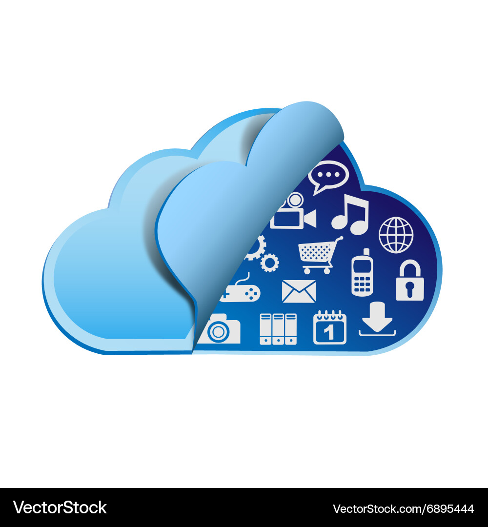 Cloud computing with apps Vector Image