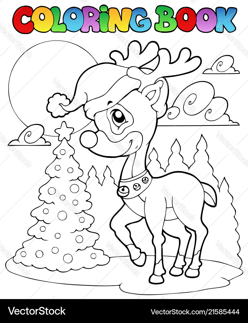 Coloring book christmas deer 1 Coloring book christmas deer 1 vector image