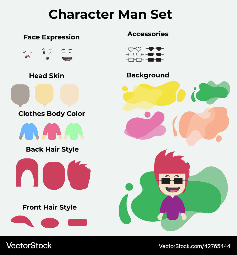 Design of man creation character set for build Vector Image