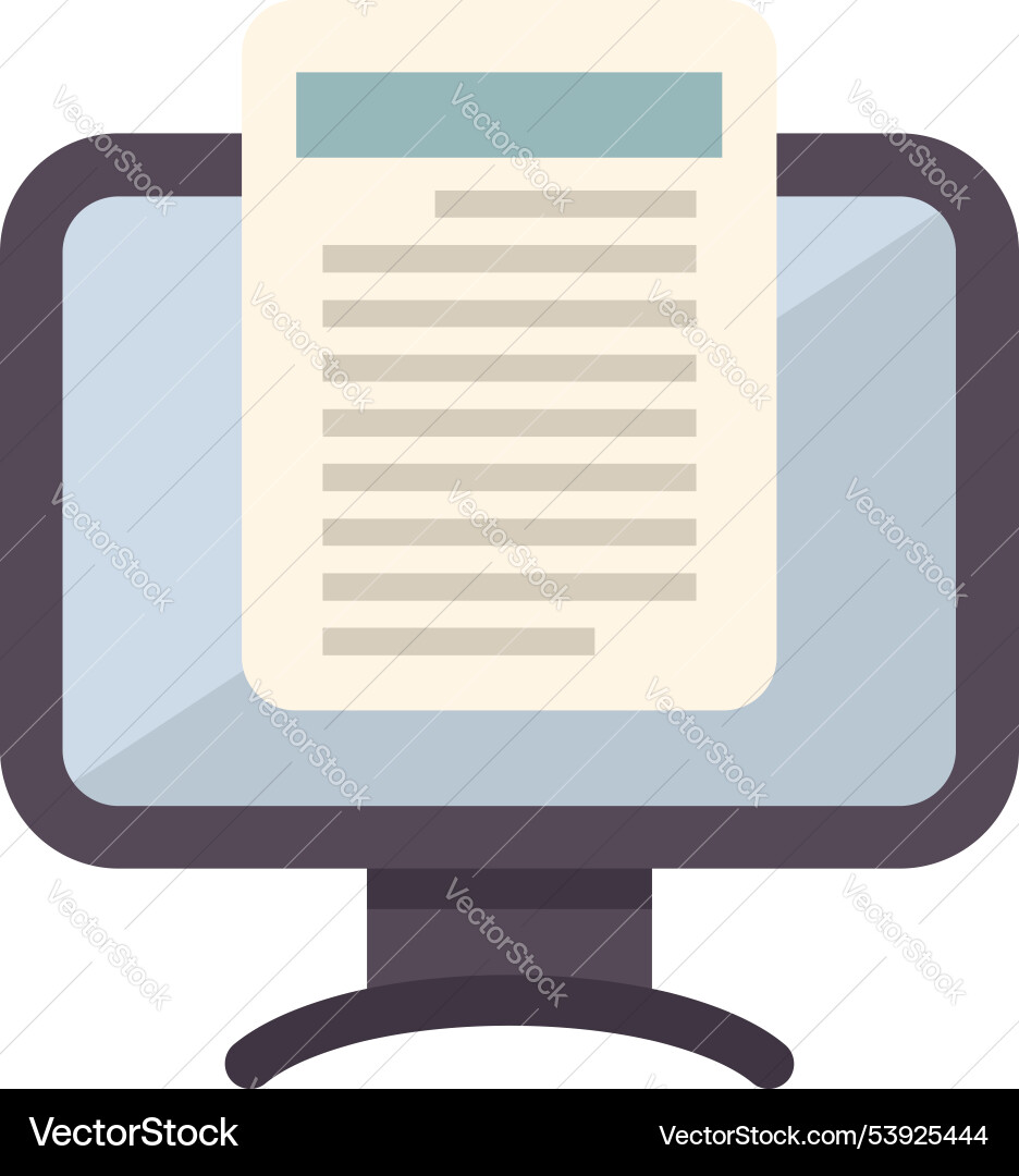 Desktop computer displaying electronic document Desktop computer displaying electronic document vector image