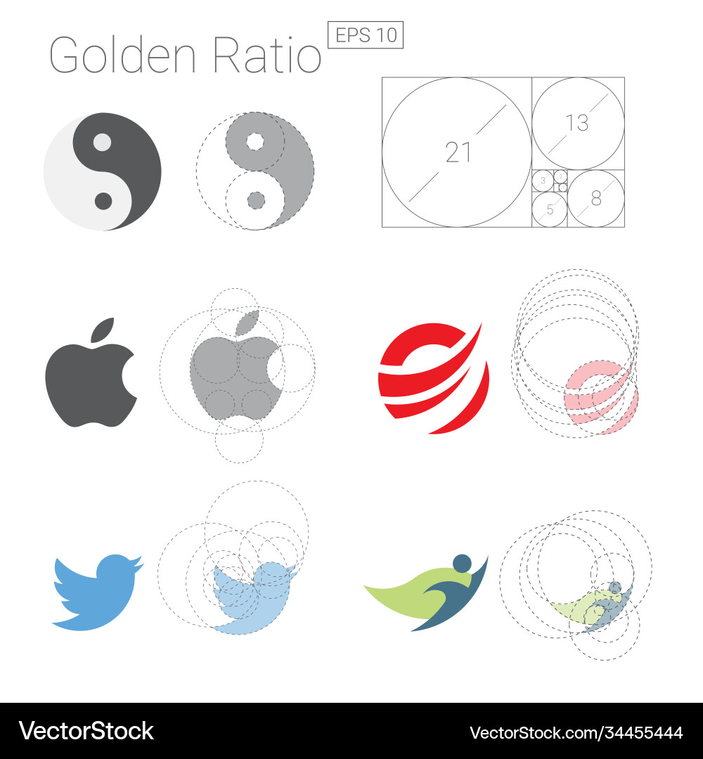 Golden ratio logos vector image