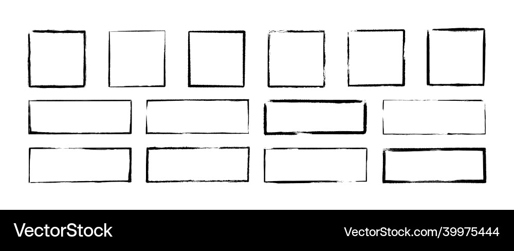 Grunge square and rectangle frames ink empty vector image