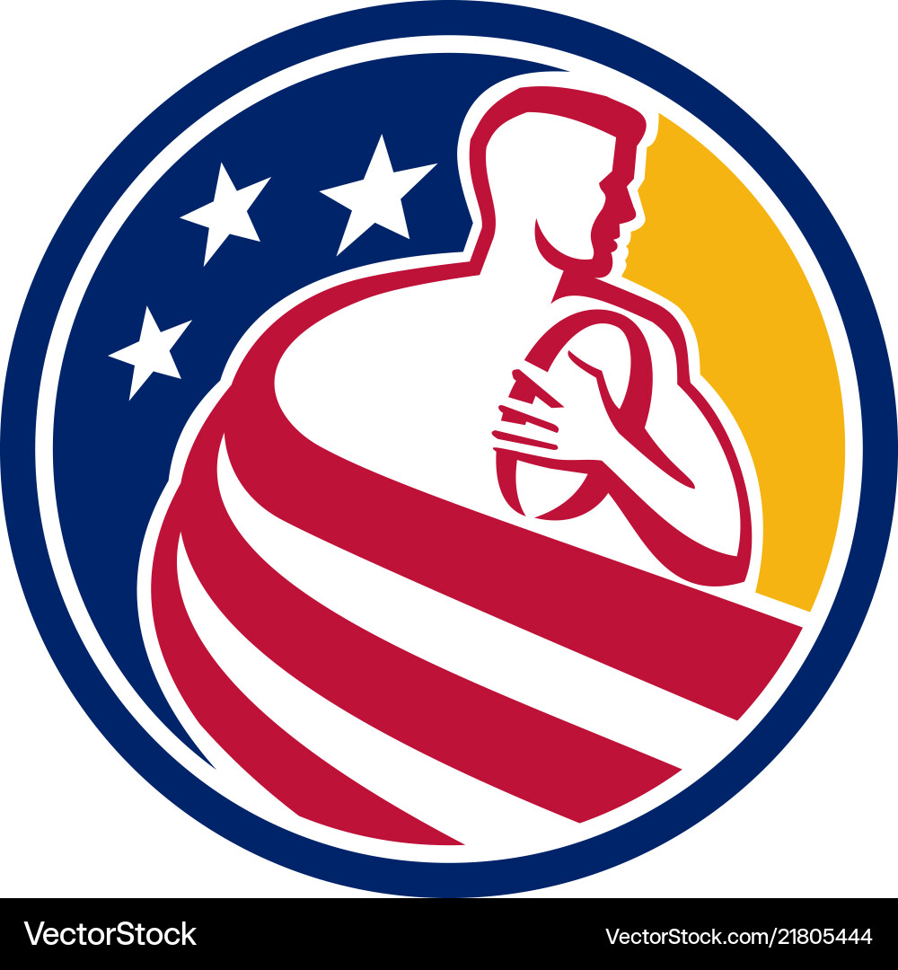 Rugby Player Shield Icon Vector Image