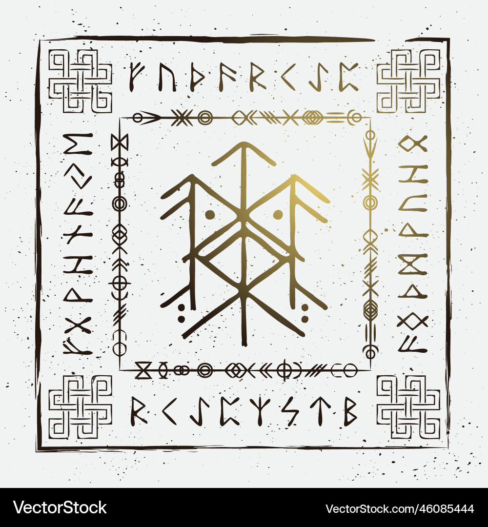 Scandinavian doodle bind rune protection vector image