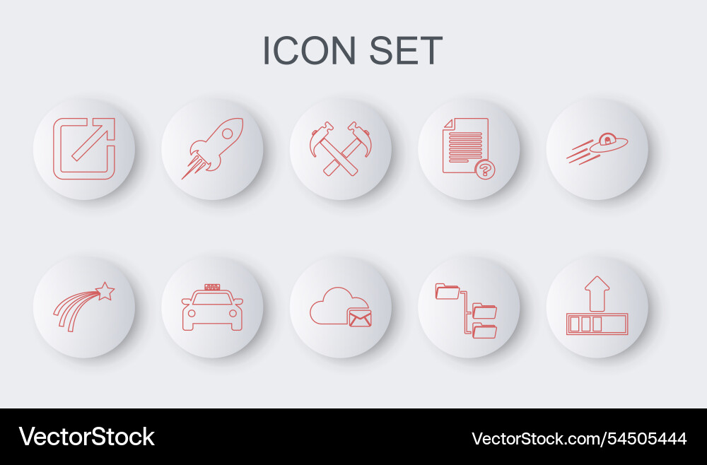 Set line loading falling star two crossed hammers Set line loading falling star two crossed hammers vector image