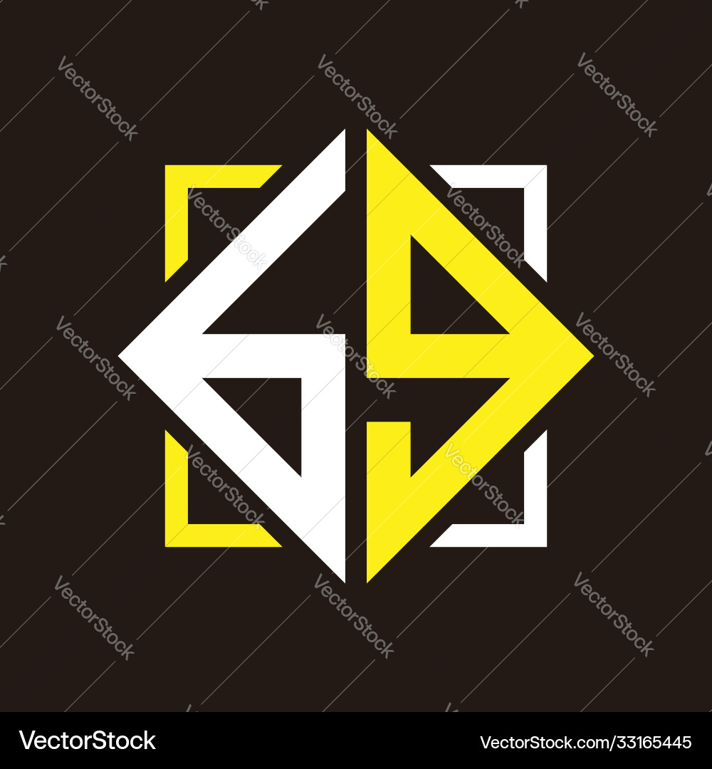 B g initial monogram quadrangle with square Vector Image