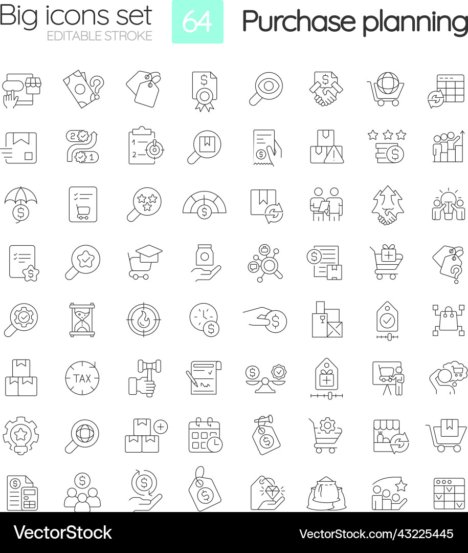 Beschaffungsplanung Prozess lineare Icons Set Beschaffungsplanung Prozess lineare Icons Set vektorbild