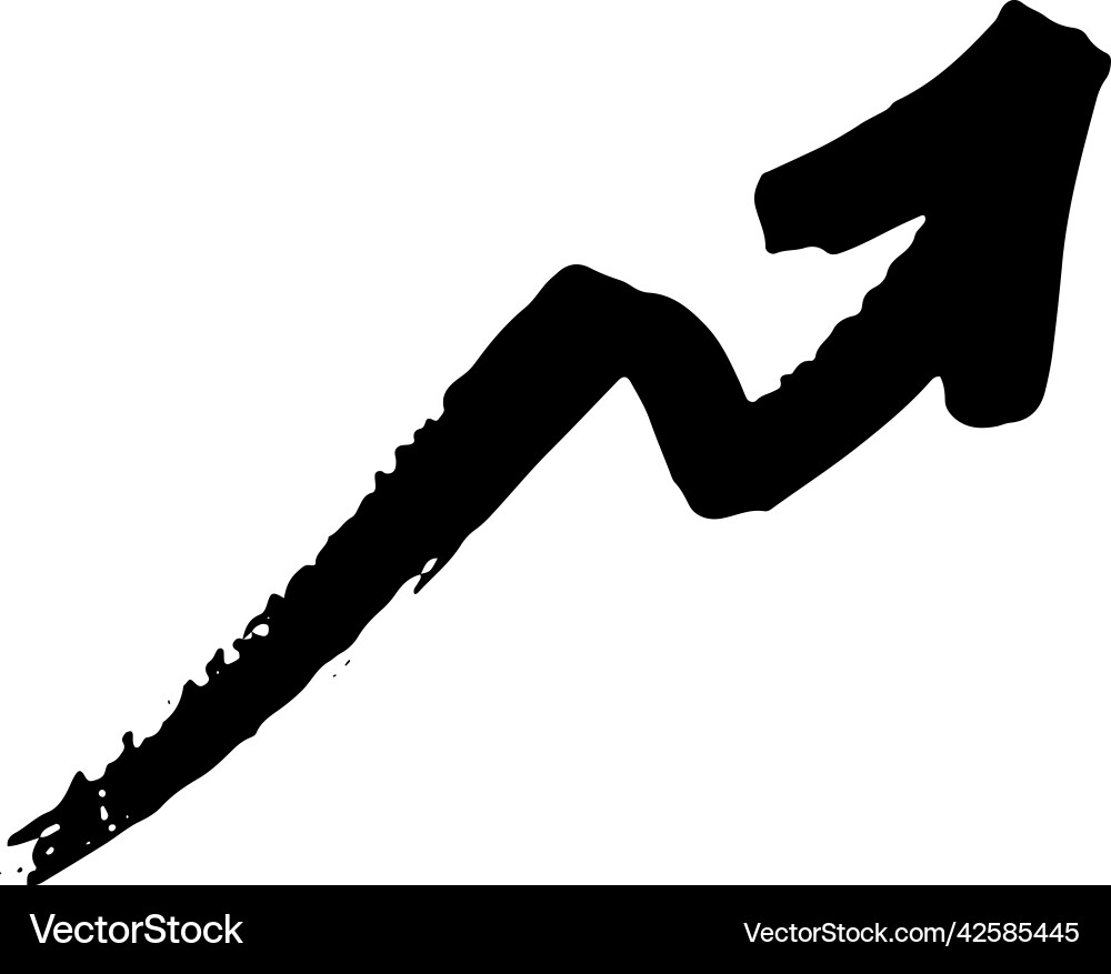Brushstroke arrow smooth up hand drawn pointer Brushstroke arrow smooth up hand drawn pointer Vector Image