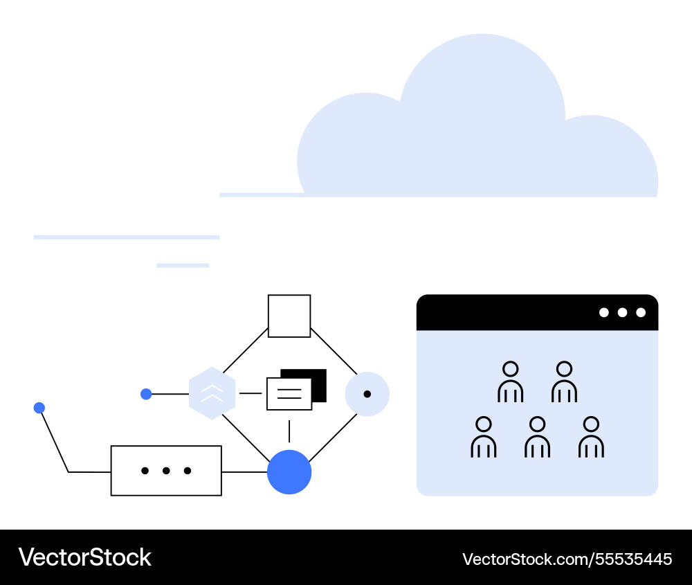 Cloud computing network with workflow diagram Vector Image