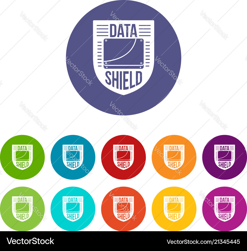 Data shield icons set color Data shield icons set color vector image