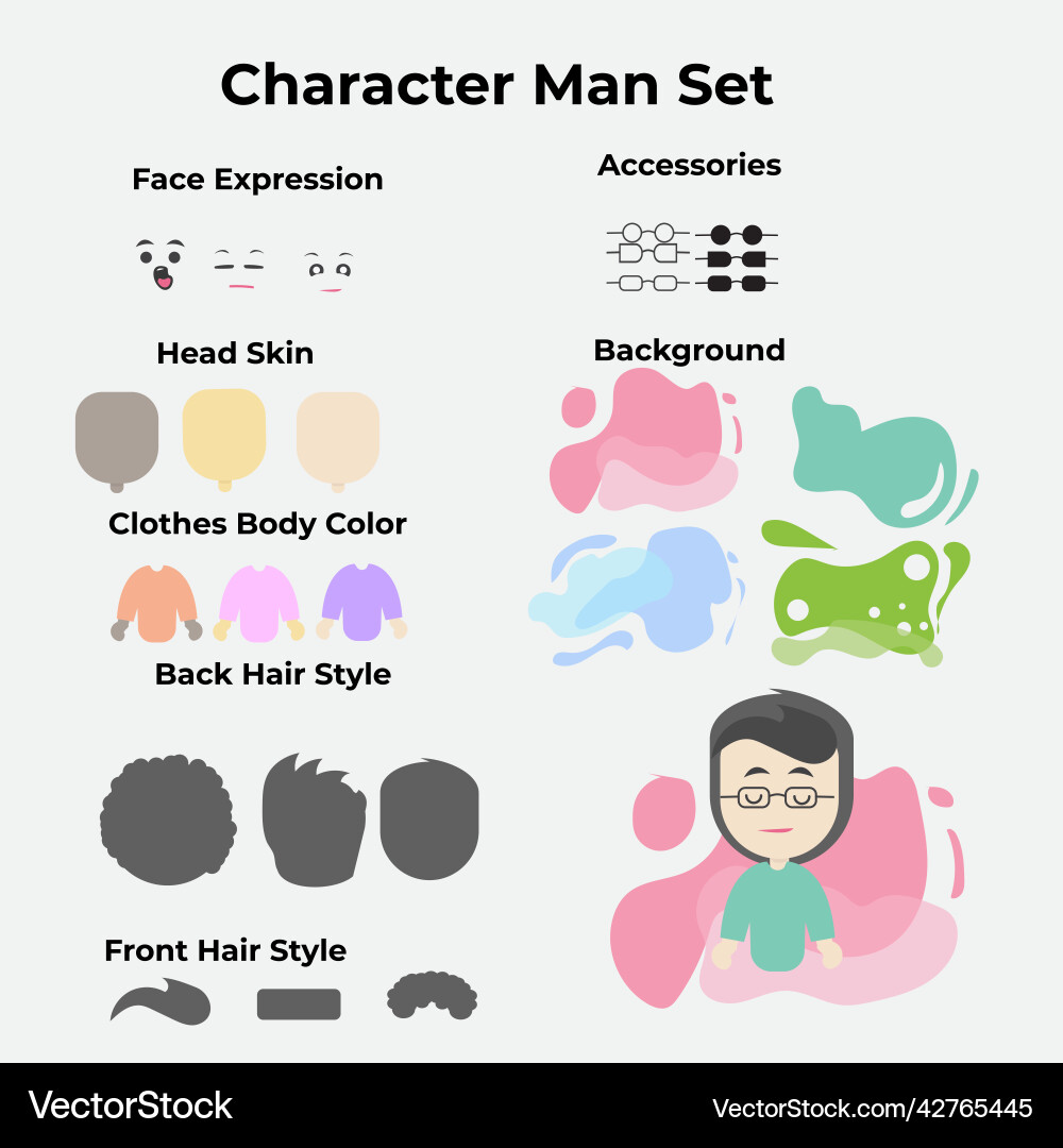 Design of man creation character set for build Vector Image
