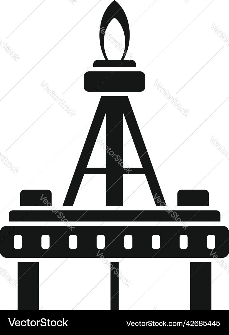 Fire gas rig icon simple drilling ocean Royalty Free Vector