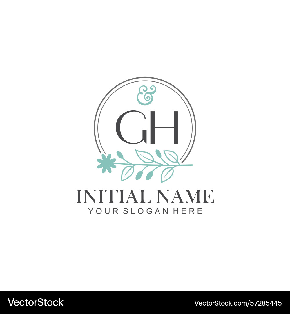 Gh initial logo templates with botanical elements Gh initial logo templates with botanical elements Vector Image