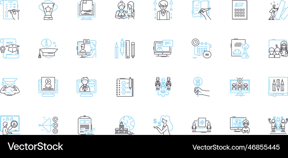 Internet lecture linear icons set connectivity Vector Image