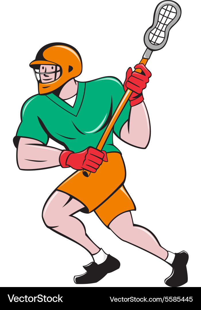 Lacrosse player crosse stick running cartoon vector image