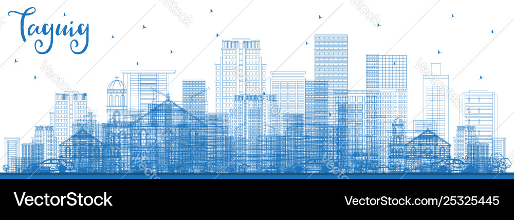 Outline taguig philippines skyline with blue Outline taguig philippines skyline with blue vector image