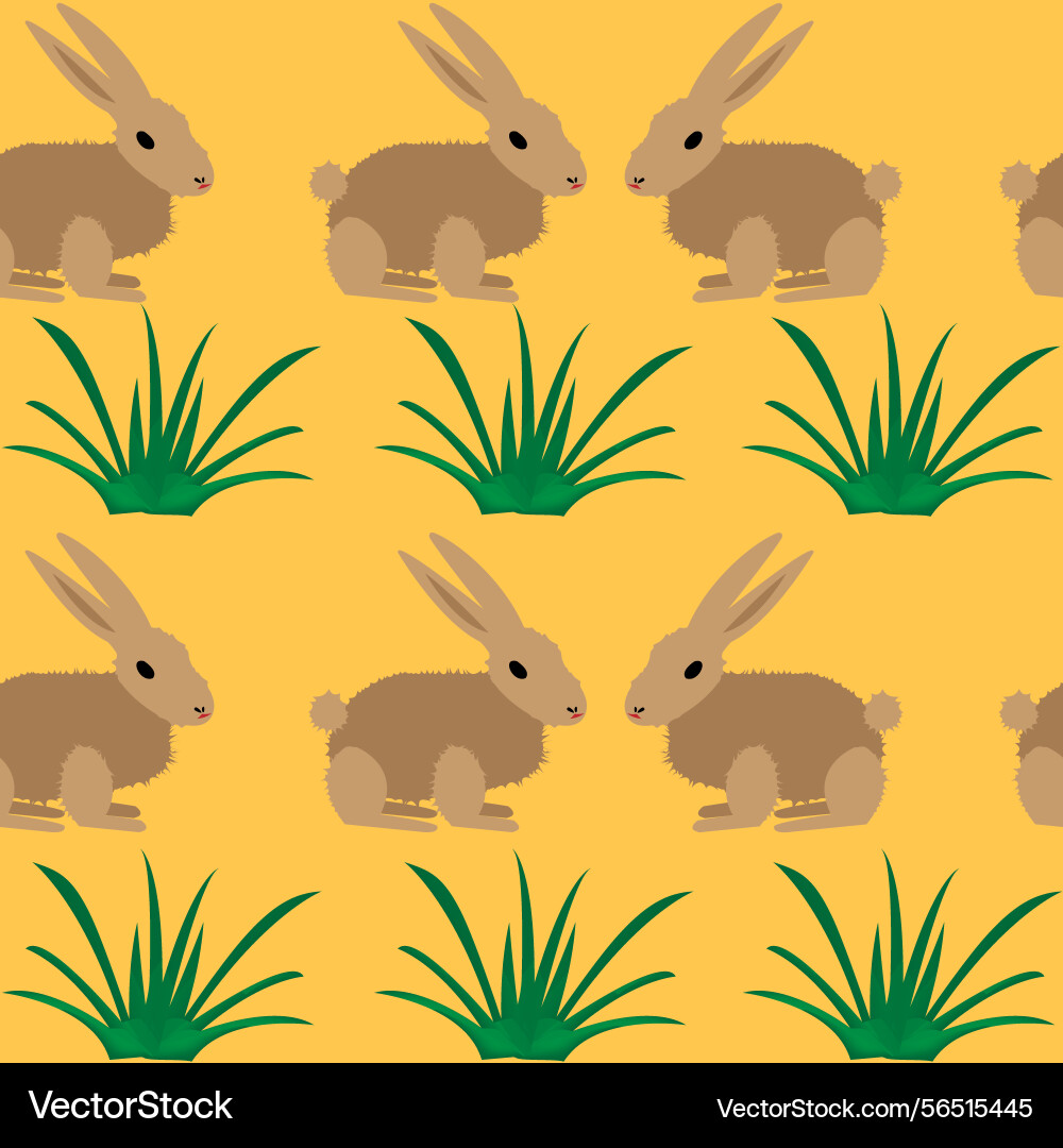 Seamless pattern with repeating rabbits rows Vector Image