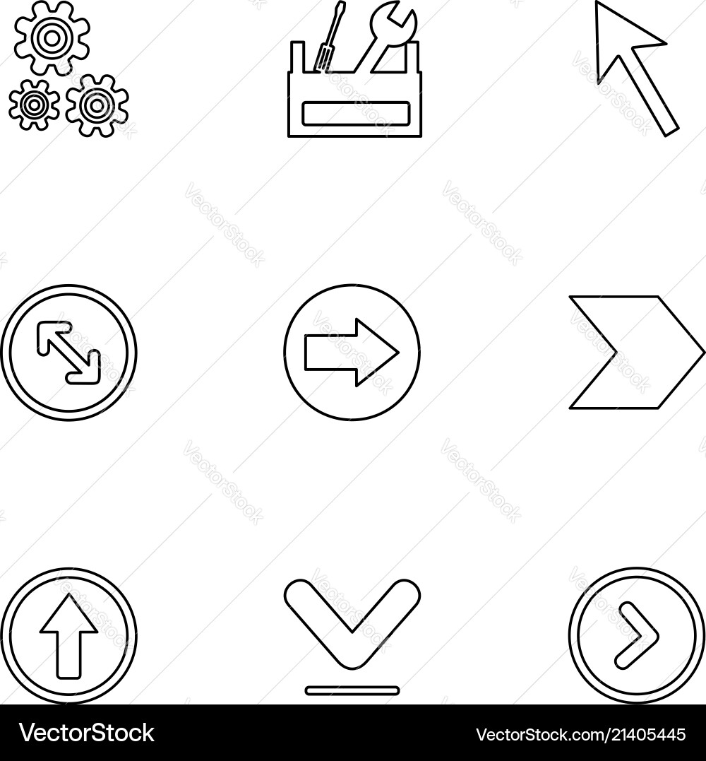 Setting gear tools pointer next arrows Vector Image