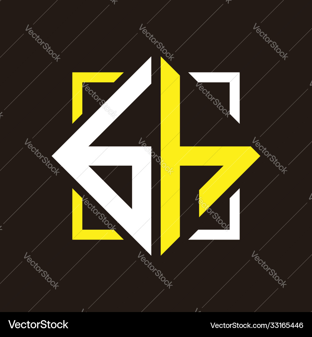B h initial monogram quadrangle with square B h initial monogram quadrangle with square Vector Image