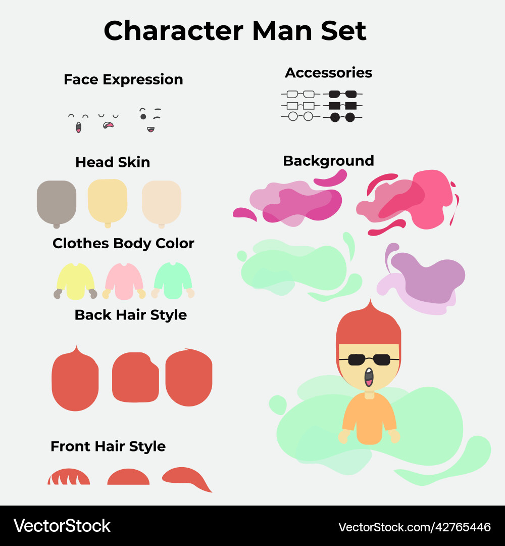 Design of man creation character set for build Vector Image
