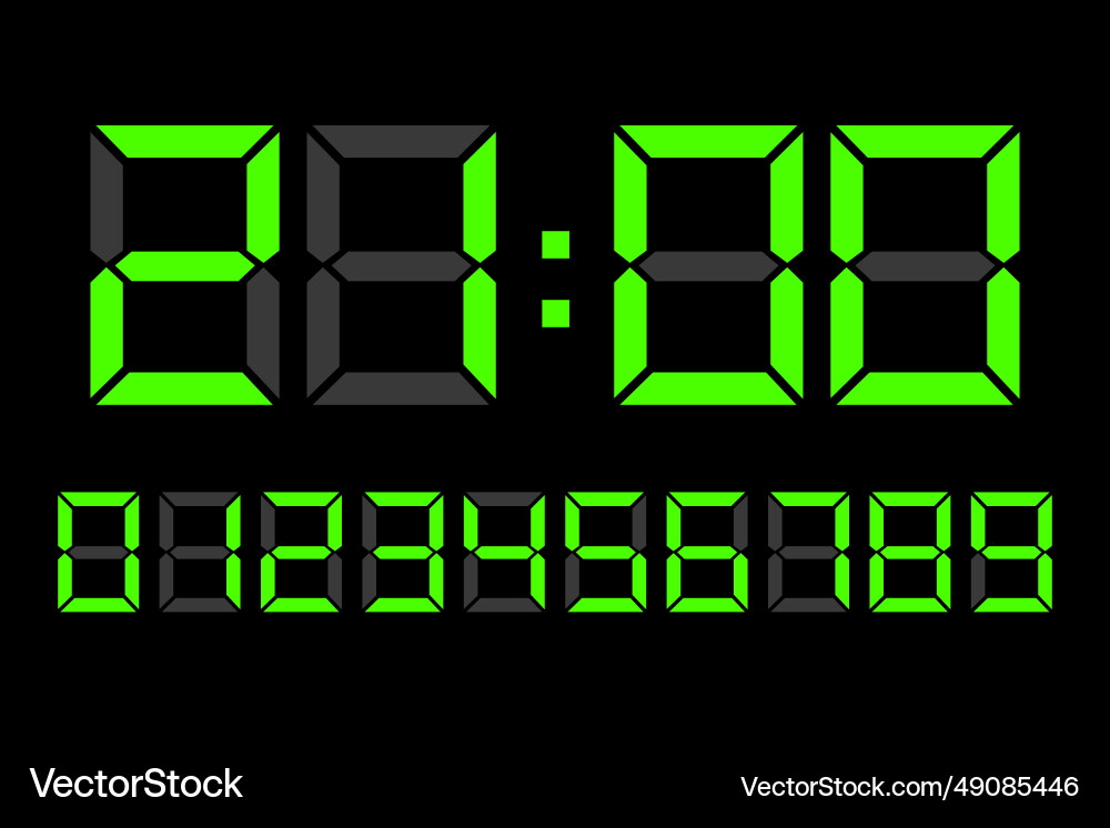 Digital clock number set eps Digital clock number set eps Vector Image