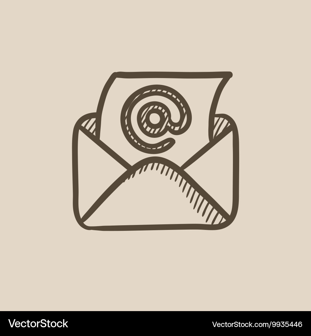 Email envelope with paper sheet sketch icon Vector Image