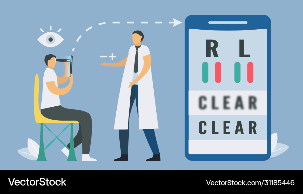 Eyesight testing with smartphonenew technology Vector Image
