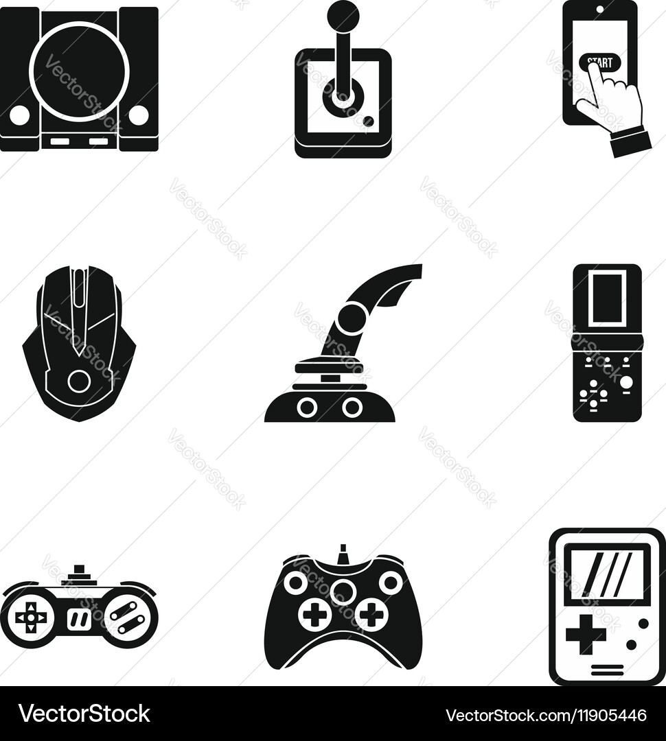 Game icons set simple style Vector Image