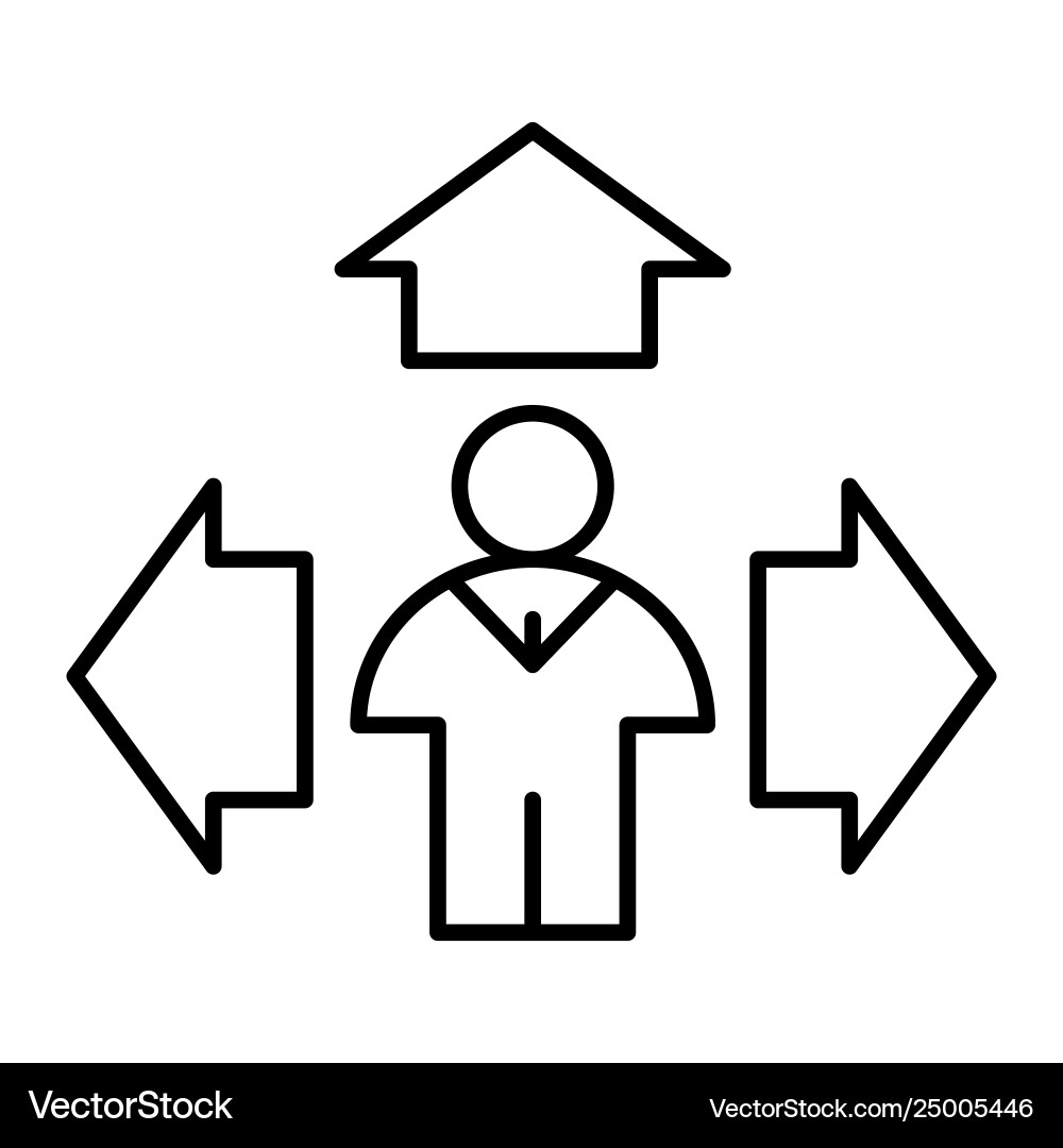 Man and arrows up thin line icon direction Vector Image