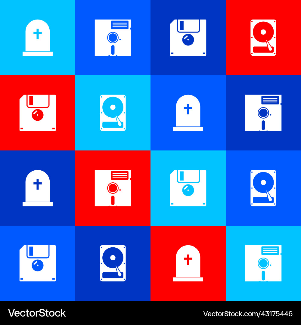 Set tombstone with cross floppy disk in the 525 Vector Image