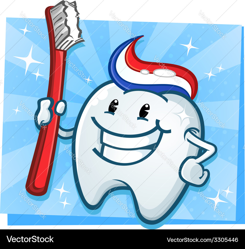 Smiling Tooth Character with Toothpaste vector image