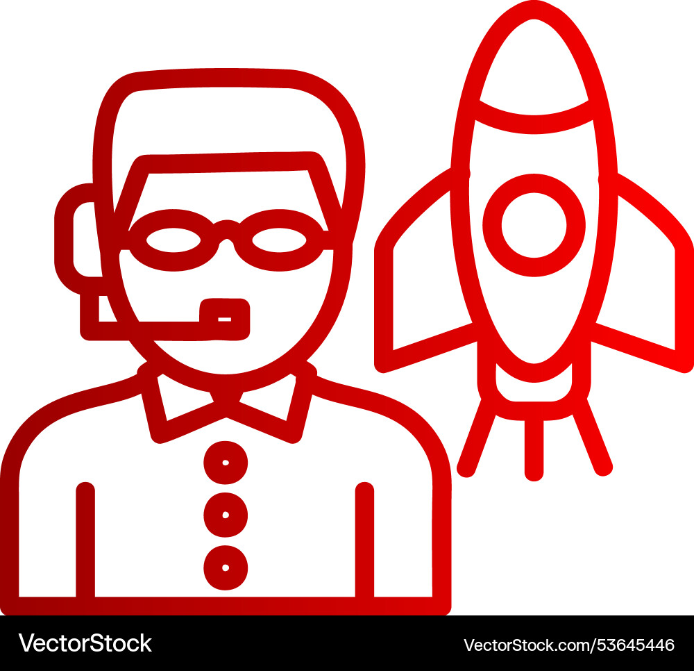 Spaceship instructor line gradient icon Vector Image